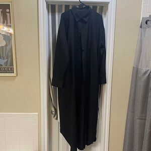 Black Long Sleeve Button-Up Dress